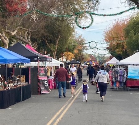 Local visitors enjoy the raising of the annual Christmas Tree and The Holiday Stroll downtown.